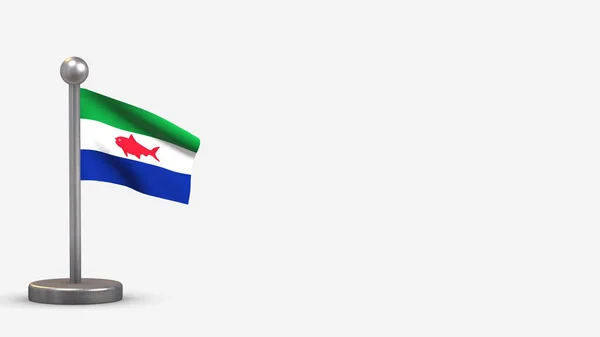 Federale afhankelijkheden 3d zwaaien vlag illustratie op kleine flagpol — Stockfoto