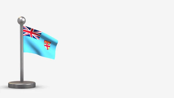 Иллюстрация флага Фиджи 3D на крошечном флагштоке . — стоковое фото