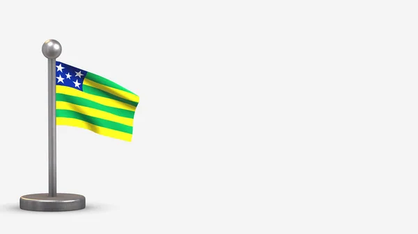 Zászló Goias 3d lengő zászló illusztráció apró zászlórúd. — Stock Fotó