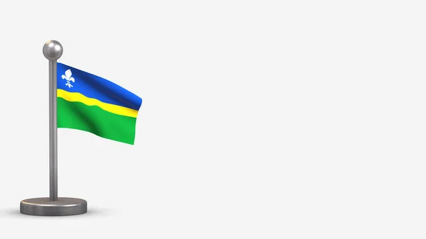 Flevoland 3D waving flag illustration on tiny flagpole. — Stock Photo, Image