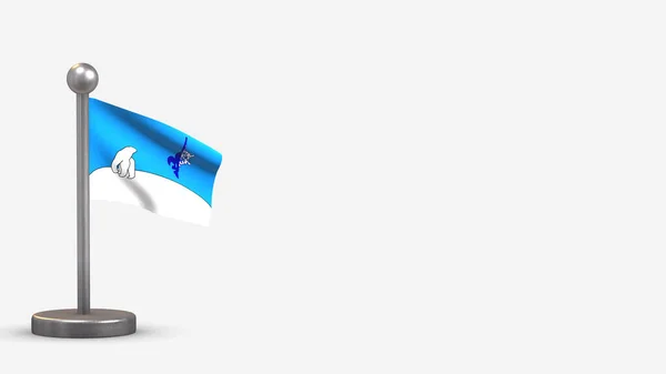 Franco-Yukonnais 3D ondeando bandera ilustración en diminuto asta de la bandera . —  Fotos de Stock