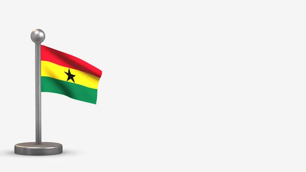 Ghána 3d lengő zászló illusztráció apró zászlórúd. — Stock Fotó