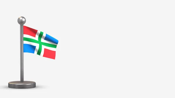 Groningen 3D-s integető zászló illusztráció apró zászlórúd. — Stock Fotó