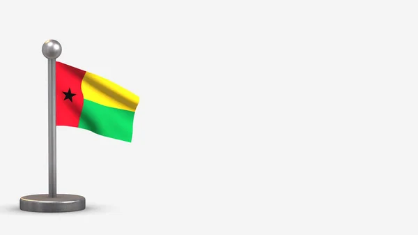 Guinea Bissau 3d lengő zászló illusztráció apró zászlórúd. — Stock Fotó