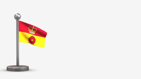 Ilustración de la bandera de Hampshire 3D ondeando en diminuto asta de bandera . — Foto de Stock