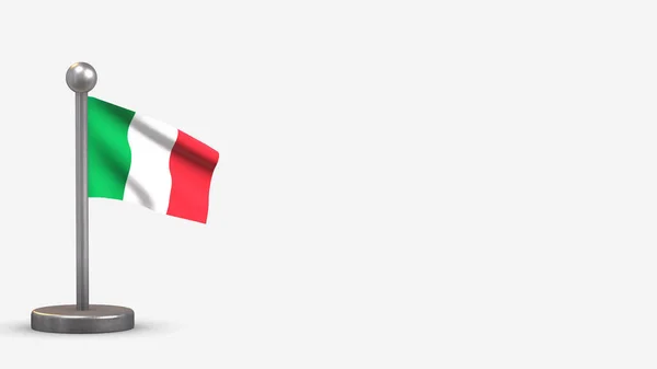 Italie Illustration du drapeau agitant 3D sur un minuscule mât . — Photo