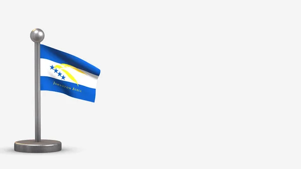 Johnston Atoll 3D acenando ilustração bandeira em pequeno mastro . — Fotografia de Stock
