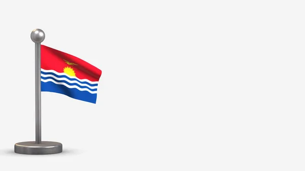 Kiribati 3d sallanan bayrak illüstrasyonları küçük bayrak direğinde. — Stok fotoğraf