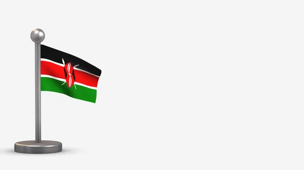 Kenya 3D sventola bandiera illustrazione su piccolo pennone . — Foto Stock