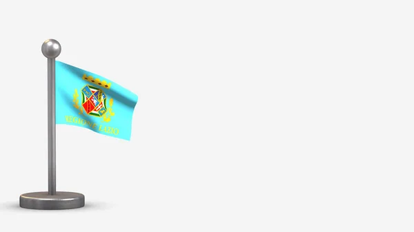 Lazio 3D ondeando bandera ilustración en diminuto asta de la bandera . — Foto de Stock