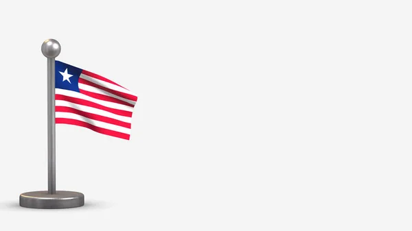 Libéria 3D acenando ilustração bandeira em pequeno mastro . — Fotografia de Stock