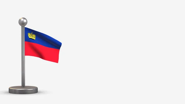 Liechtenstein 3D acenando ilustração bandeira em pequeno mastro . — Fotografia de Stock