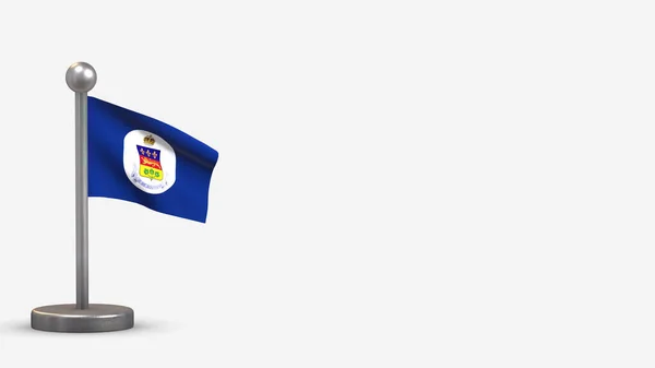 Tenente Governatore del Quebec 3D sventola bandiera illustrazione su stagno — Foto Stock
