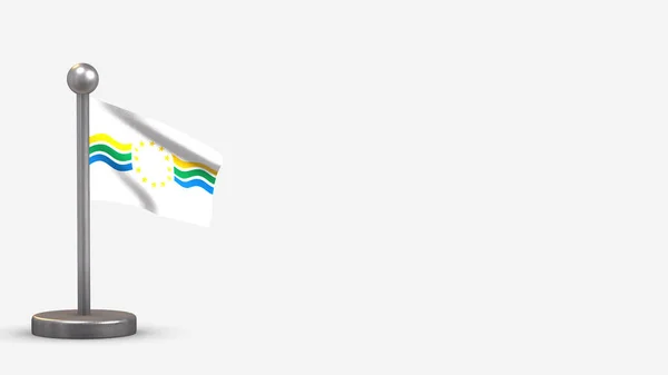 Los Rios _ Chile 3D mávání vlajky ilustrace na malém stožáru. — Stock fotografie