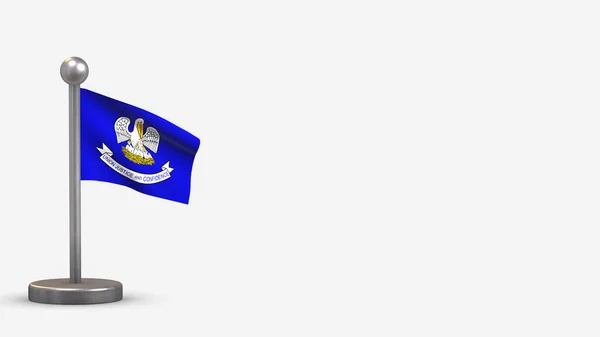 Louisiana 3D mávání vlajky ilustrace na malém stožáru. — Stock fotografie
