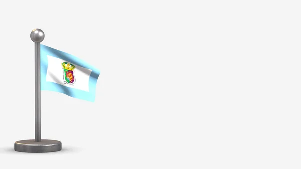 Malaga 3D waving flag illustration on tiny flagpole. — Stock Photo, Image