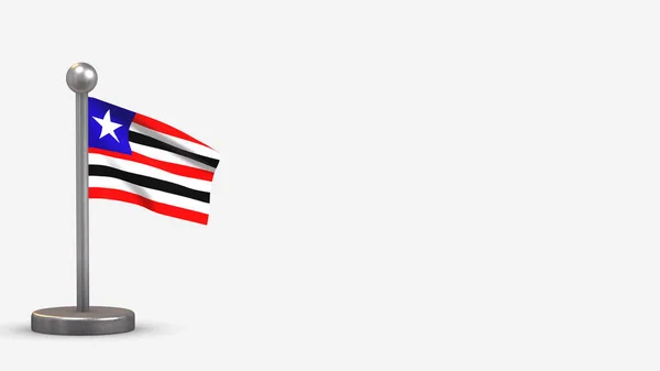 Maranhao 3D mávání vlajky ilustrace na malém stožáru. — Stock fotografie