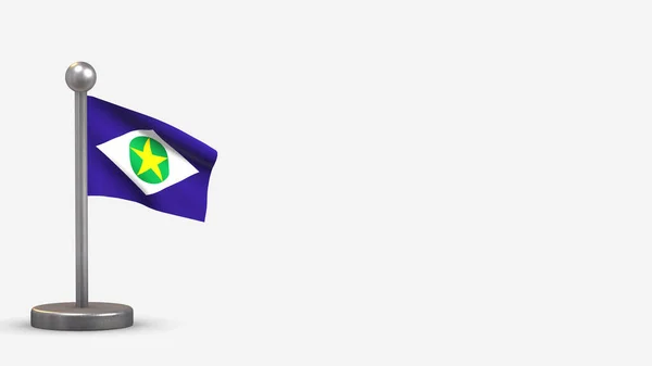Mato Grosso küçük bayrak direğinde bayrak sallıyor.. — Stok fotoğraf