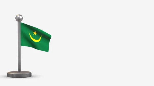 Mauritania 3D ondeando bandera ilustración en diminuto asta de la bandera . —  Fotos de Stock