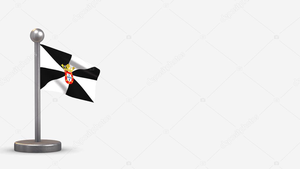Ceuta 3D waving flag illustration on tiny flagpole.