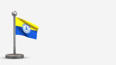 Riverside California 3d sallanan bayrak illüstrasyonu küçük bayrak direğinde