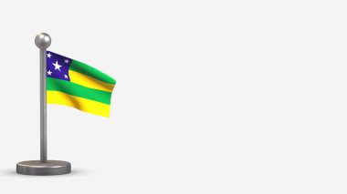 Sergipe 3d sallanan bayrak çizimi küçük bayrak direğinde.