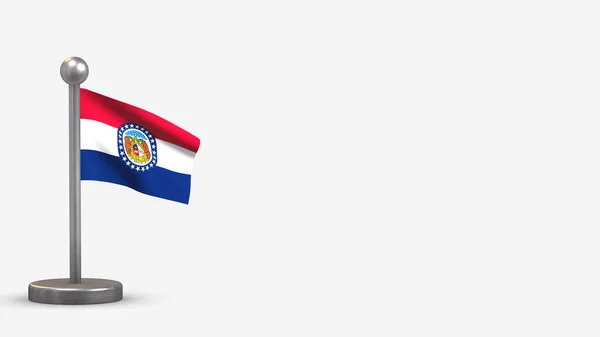 Missouri 3D sventola bandiera illustrazione su piccolo pennone . — Foto Stock