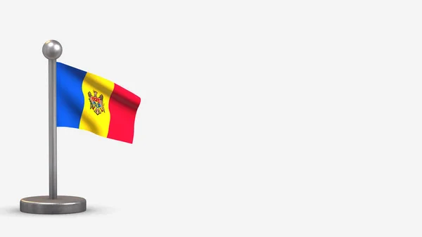 Moldavia ilustración de bandera ondeante 3D en diminuto asta de la bandera . — Foto de Stock