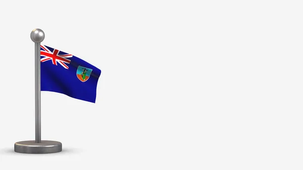 Montserrat 3d κυματίζει σημαία εικονογράφηση σε μικροσκοπικό κοντάρι. — Φωτογραφία Αρχείου