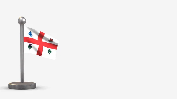 Montréal 3D sventola bandiera illustrazione su piccolo pennone . — Foto Stock