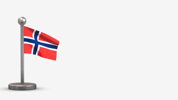 Норвегія 3d розмахуючи прапором ілюстрація на крихітному флагштоку. — стокове фото