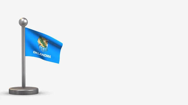 Оклахома 3D с флагом на крошечном флагштоке . — стоковое фото