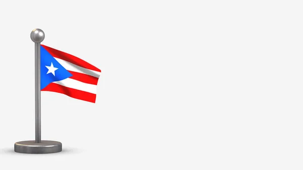 Puerto Rico 3D mávání vlajky ilustrace na malém stožáru. — Stock fotografie