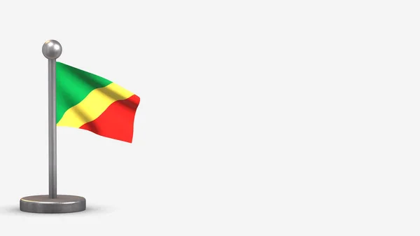 Republika Konga 3d machająca flagą ilustracja na małym maszcie flagowym. — Zdjęcie stockowe