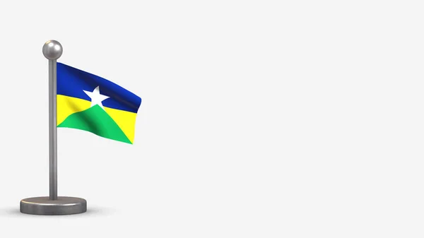 Rondonia 3D ondeando bandera ilustración en diminuto asta de la bandera . — Foto de Stock