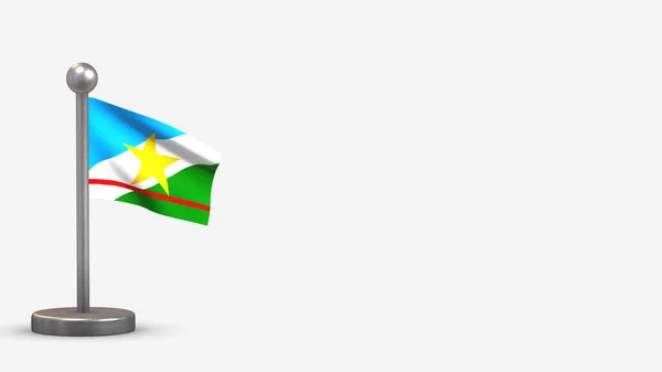 Roraima 3d розмахує ілюстрацією прапора на крихітній флагполі. — стокове фото