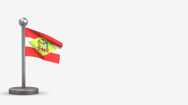 Santa Catarina 3D acenando ilustração bandeira em pequeno mastro . — Fotografia de Stock