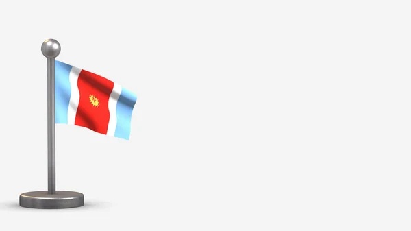 Иллюстрация флага Сантьяго дель Эстеро 3D на крошечном флагштоке — стоковое фото