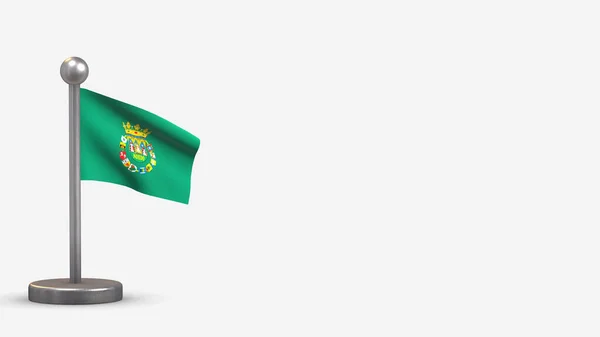 Sevilla 3D dalgalanan bayrak çizimi küçük bayrak direğinde. — Stok fotoğraf