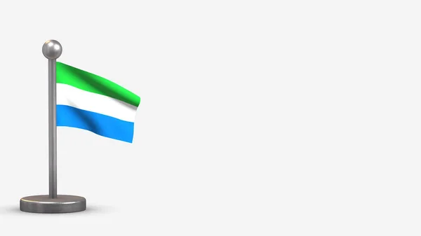 塞拉利昂3D在小旗杆上挥动旗帜图解. — 图库照片