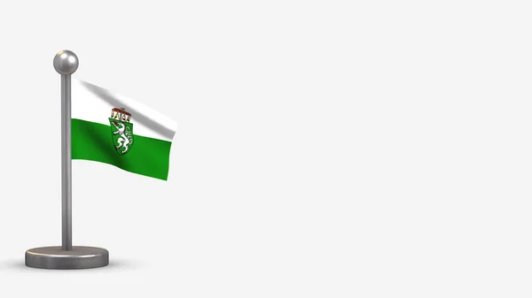 Stiermarken 3d zwaaiende vlag illustratie op kleine vlaggenmast. — Stockfoto