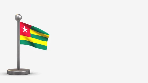 Togo 3D acenando ilustração bandeira em pequeno mastro . — Fotografia de Stock