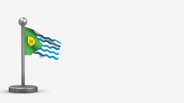 Vancouver 3d machając flagą ilustracja na małym maszcie flagowym. — Zdjęcie stockowe