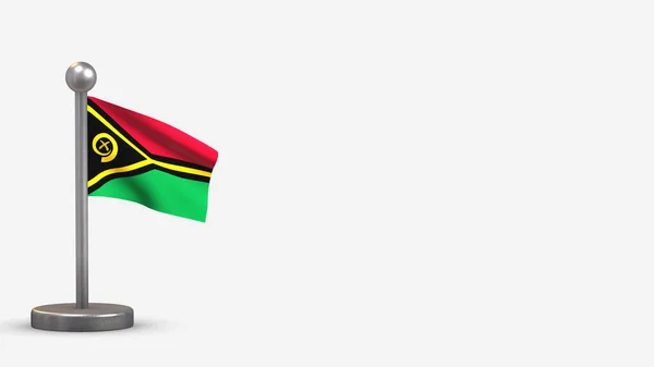 Vanuatu 3d zwaaiende vlag illustratie op kleine vlaggenmast. — Stockfoto