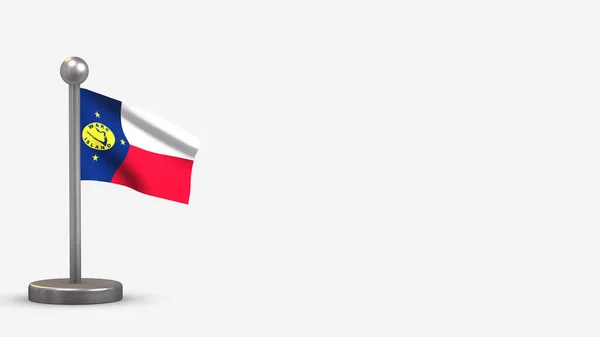 Wake Island 3D ondeando bandera ilustración en diminuto asta de la bandera . —  Fotos de Stock
