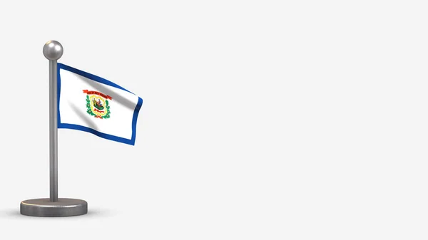 West Virginia 3D sventola bandiera illustrazione su piccolo pennone . — Foto Stock
