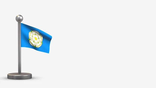 Иллюстрация флага Йоркшира в 3D на крошечном флагштоке . — стоковое фото