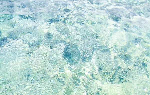 Transparent ripple water texture in a summer sea, ocean or swimming pool. Clear shiny textured surface under sunlight.