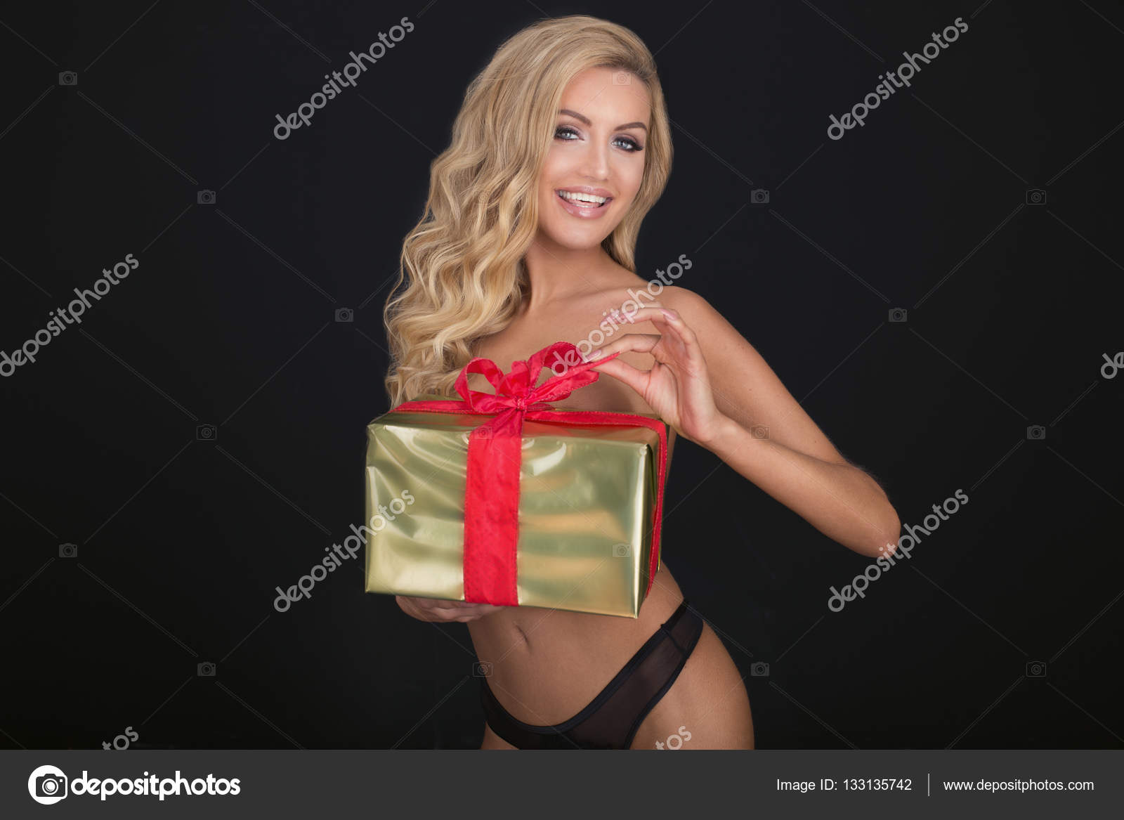 Sexy Girl With Christmas Gift Stock Photo Image By Pawelsierak