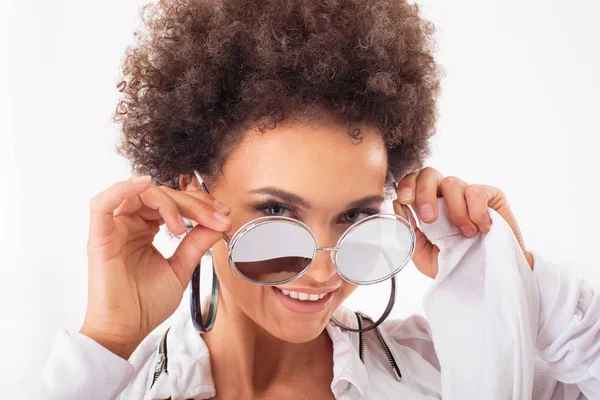 Portrait of girl with afro hairstyle. — Stock Photo, Image